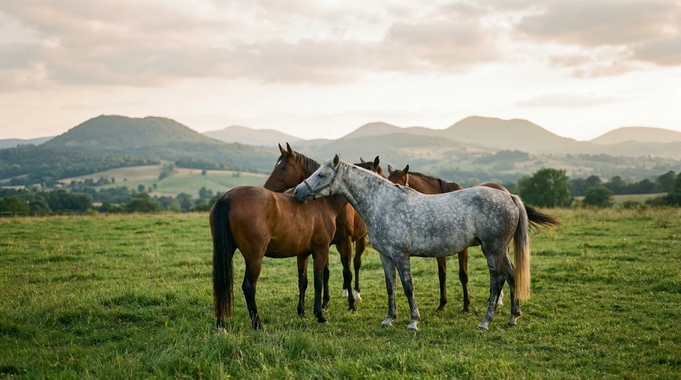 Les chevaux du Ranch Green Valley en liberté, Puy-de-Dôme